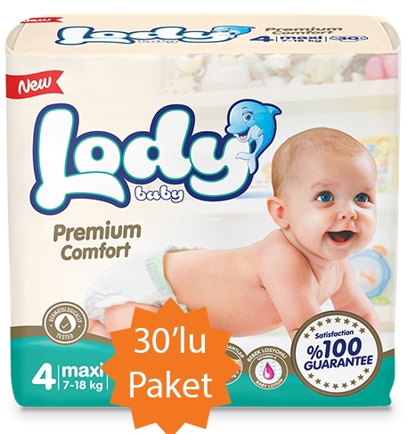  Lody Baby - 4 Numara (Maxi) Bebek Bezi - 30'lu Paket (7-18 Kg arası bebekler için)