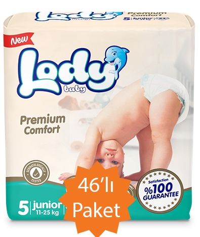  Lody Baby - 5 Numara (Junior) Bebek Bezi - 46'lı Paket (11-25 Kg arası bebekler için)
