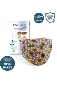 Unomed UNOMED Kız Çocuk 10'lu Paket  Ultrasonik Meltblown Cerrahi Maske